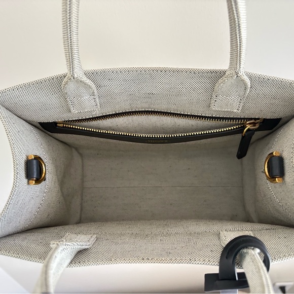 VERSACE Logo Small 2way Tote Shoulder Bag Canvas Leather Gray - Picture 12 of 15